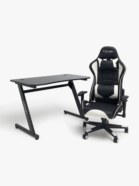 Victory Future Gamingstol inkl. Bord, Svart/Vit