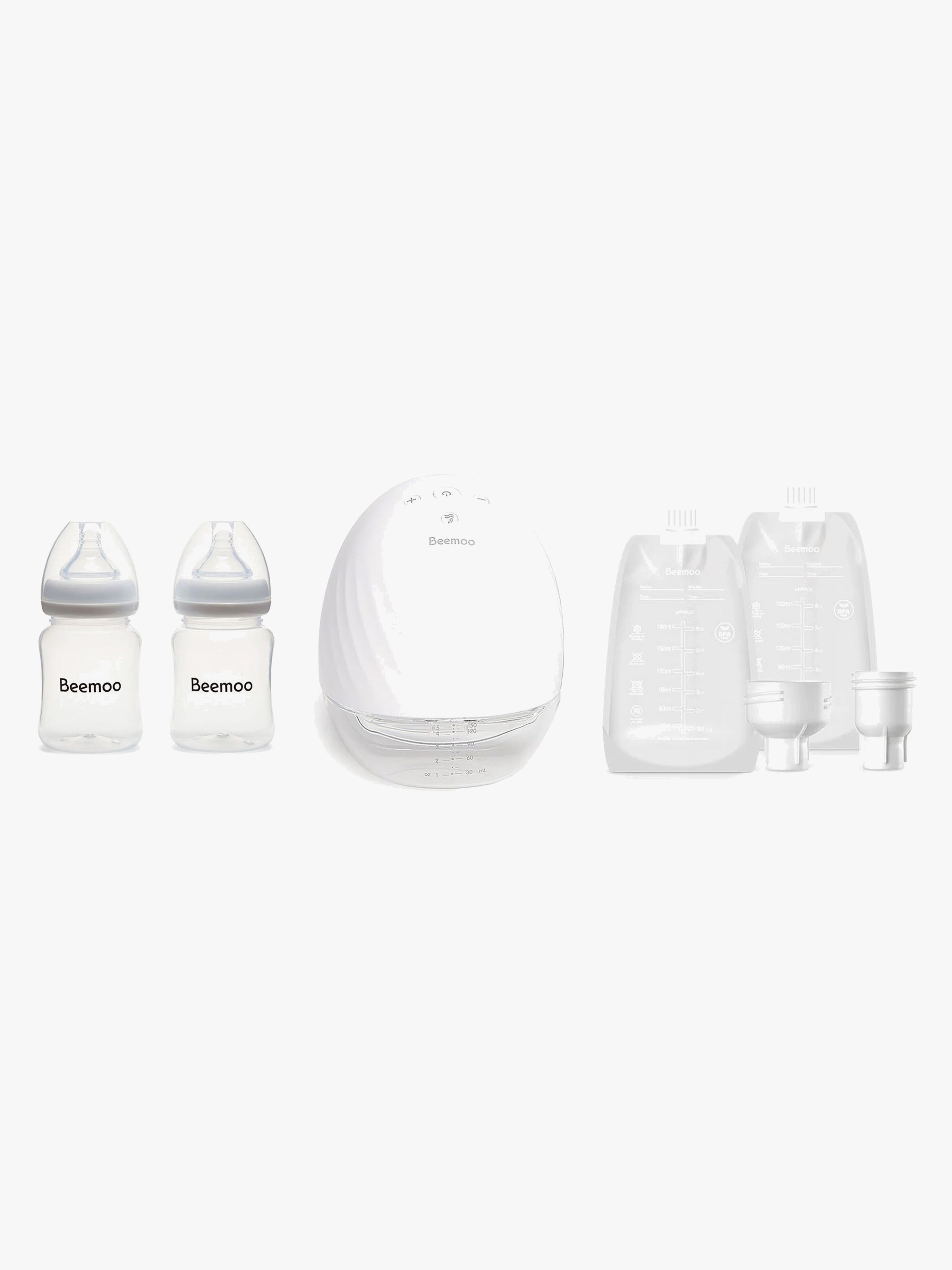 Beemoo CARE Wearable Elektrisk Bröstpump Singel inkl. Bröstmjölkspåsar &  Bröstmjölksflaska 180 ml 2-pack