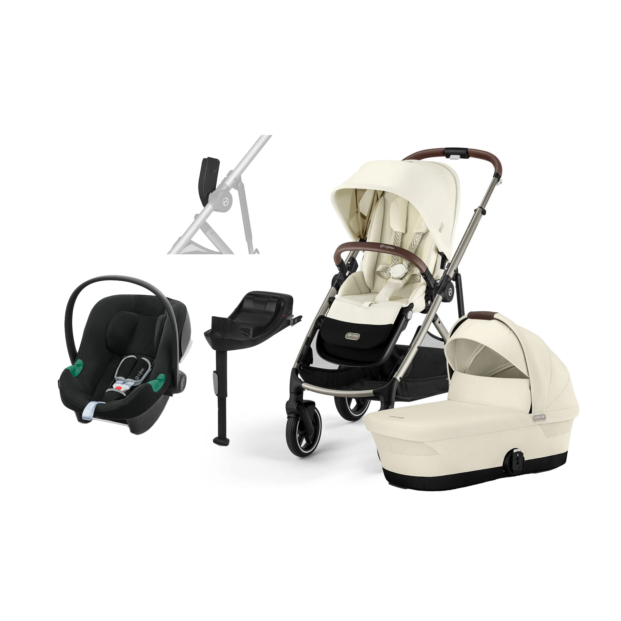 Cybex GAZELLE S Duovagn inkl. Cybex Aton B2 &  Bas, Seashell Beige/Taupe
