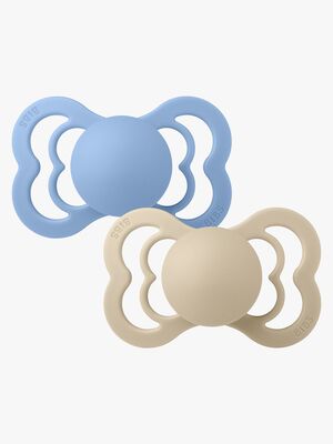 BIBS Supreme Napp 2-Pack Silikon Stl 2 Symmetrisk, Vanilla/Sky Blue