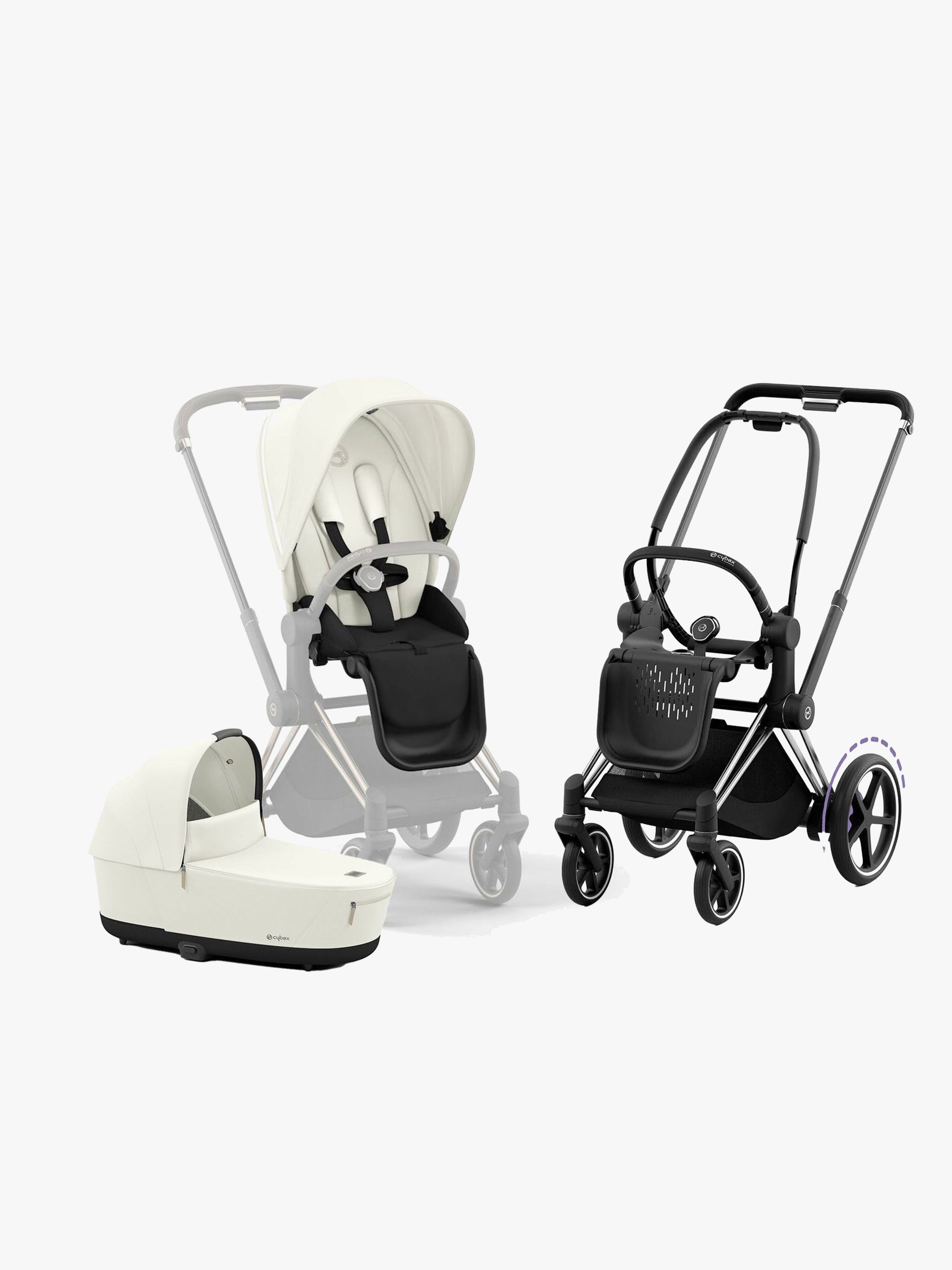 Cybex ePriam Chassi och sittdel – modulär barnvagn i Chrome Black