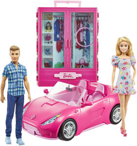 Barbie & Ken Dockor Med Bil Och Garderob