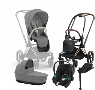 Cybex Priam Duovagn inkl. Aton B2 & Bas, Mirage Grey/Rose Gold