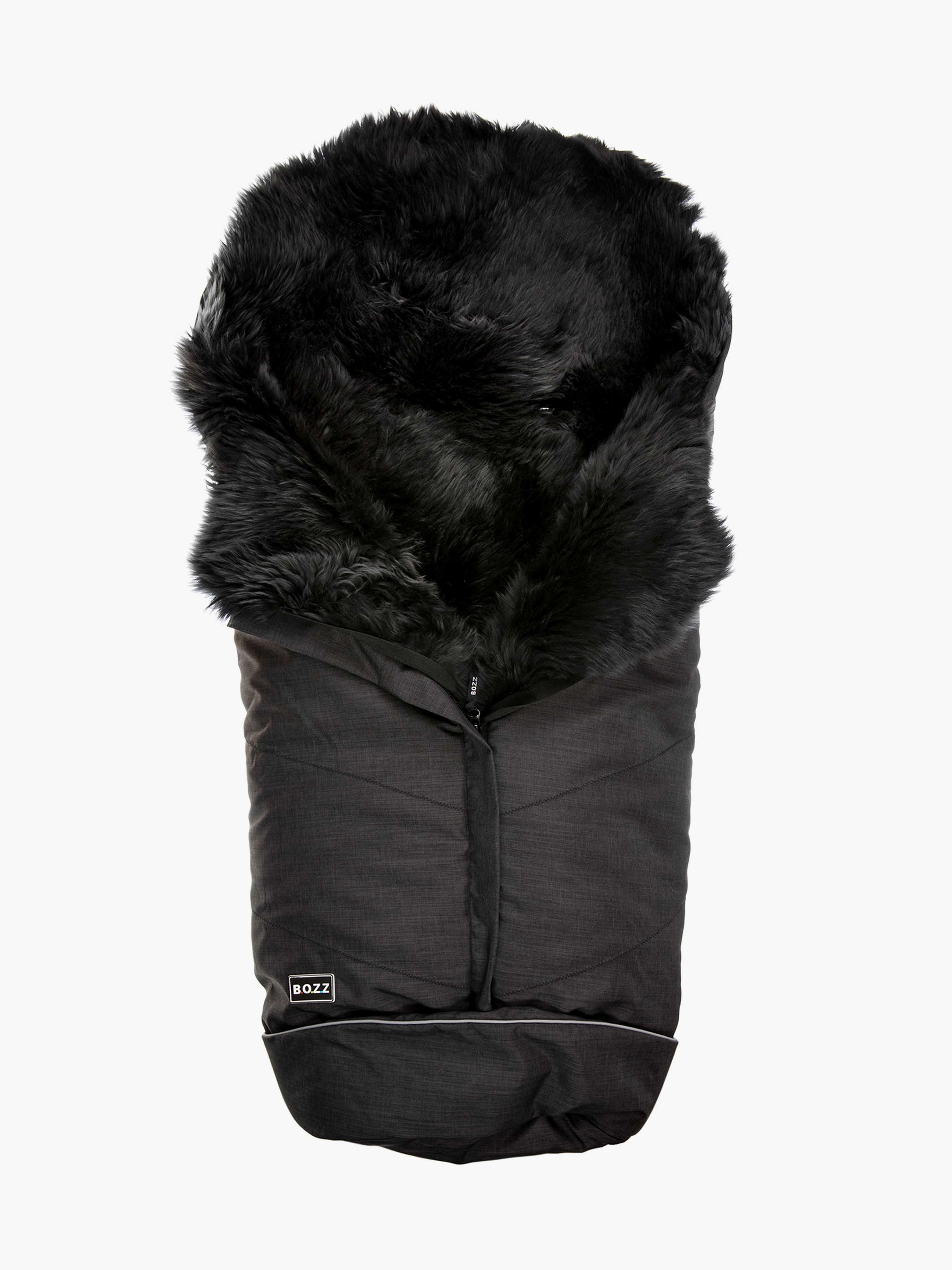 Bozz Lammskinnsåkpåse Långhårig, Black Melange/Grey