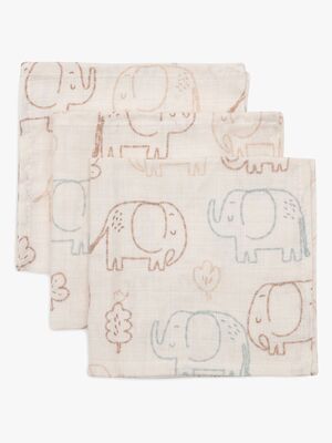 Jollein Tvättlappar 3-Pack, Elephant Tales
