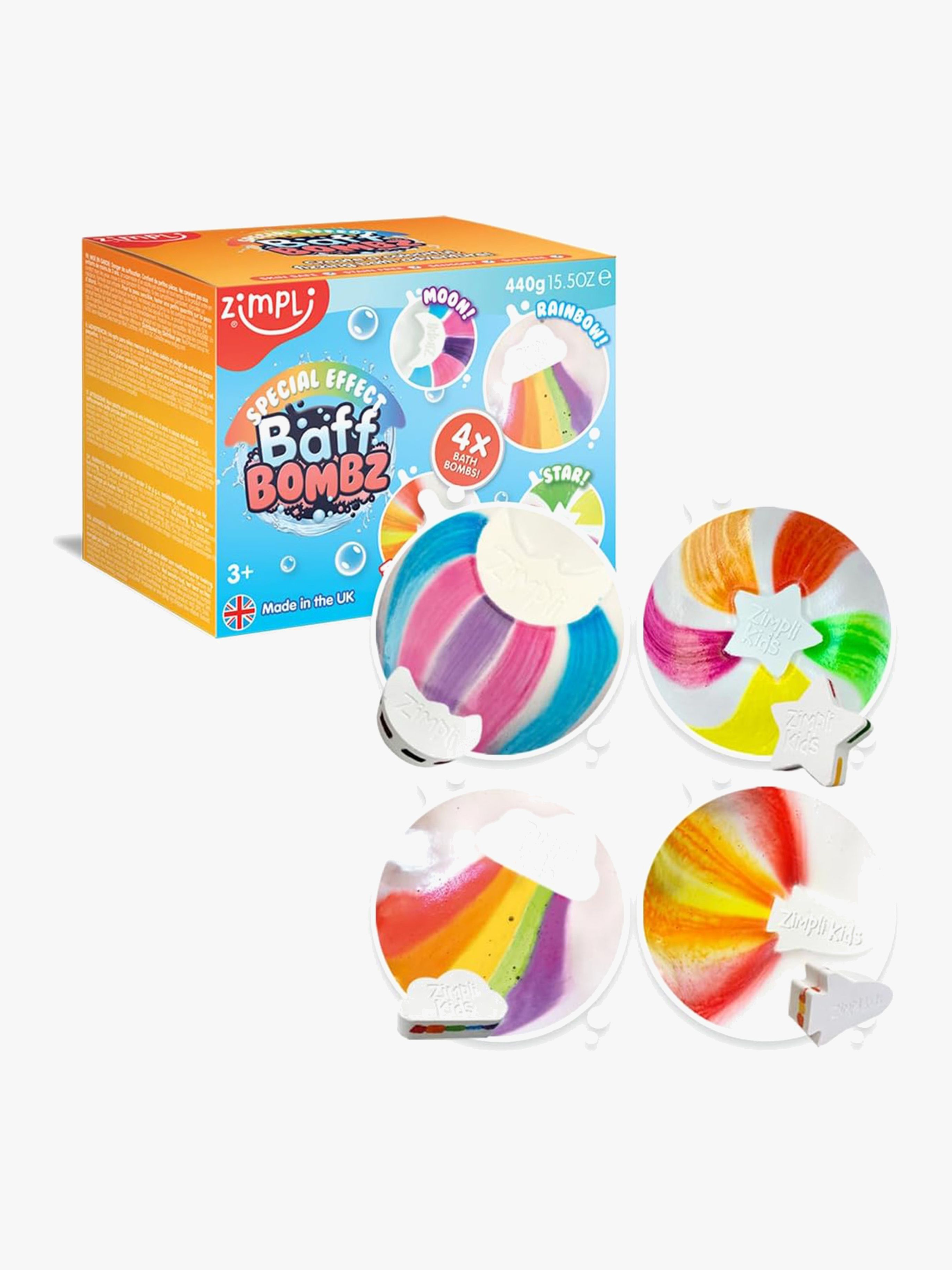 Zimpli Kids Baff Bombz Badbomber Regnbåge, Rymdskepp, Måne & Stjärna