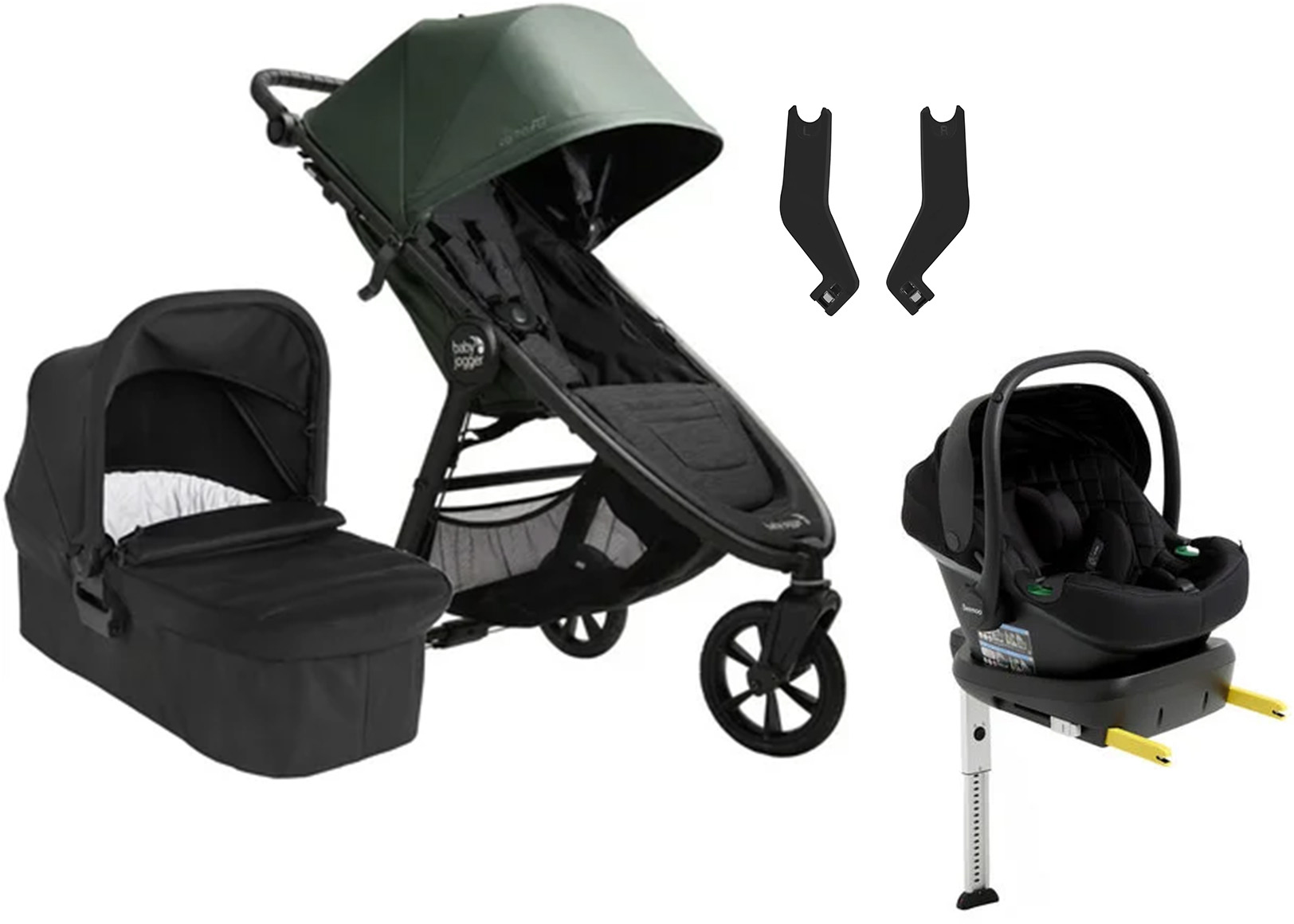 Baby Jogger City Mini GT 2.1 Duovagn inkl. Beemoo Route Babyskydd &  Bas Briar Green/Black Stone