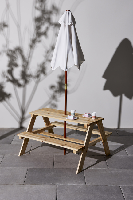 Woodlii Picknickbord med Parasoll, Trä
