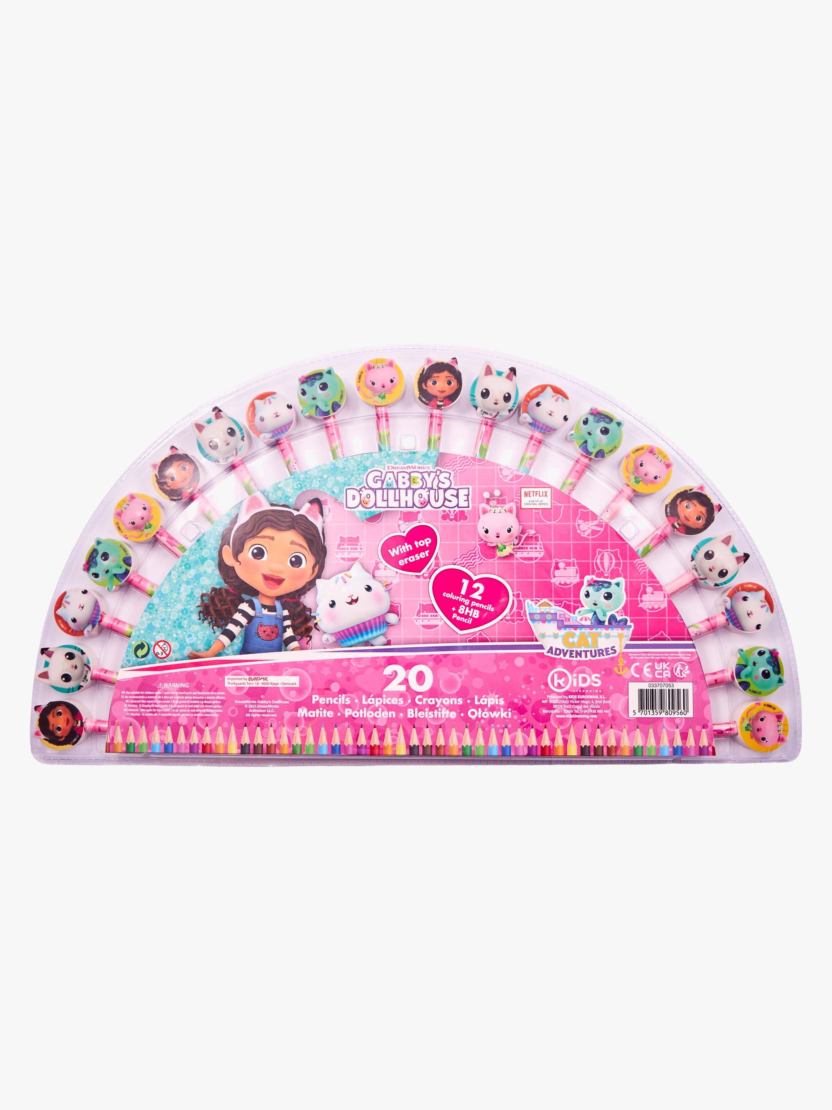 Gabby's Dollhouse Pennset med Suddgummi 20-Pack