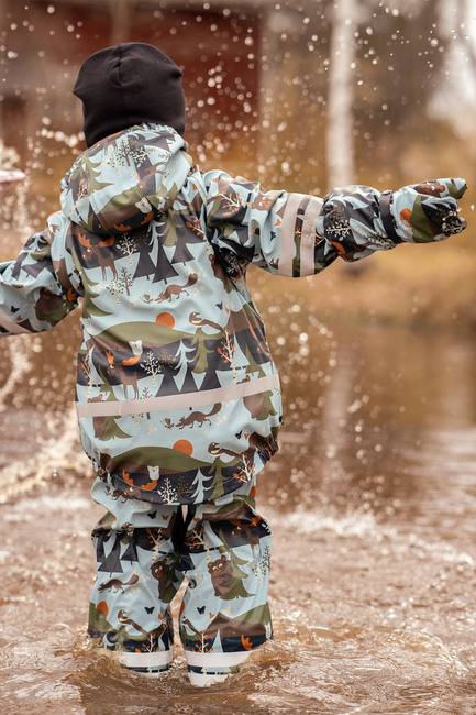 Lindberg Lekhyttan Fodrat Regnställ, Light Blue/Brown