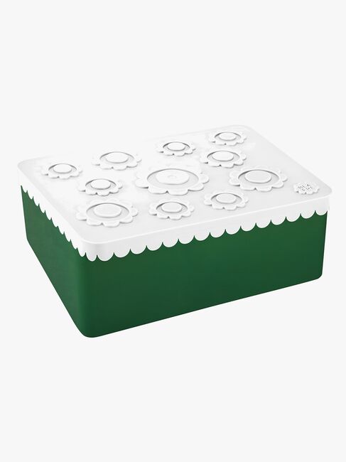 Blafre Matlåda Tre Fack Blomma, Vit/Mörkgrön