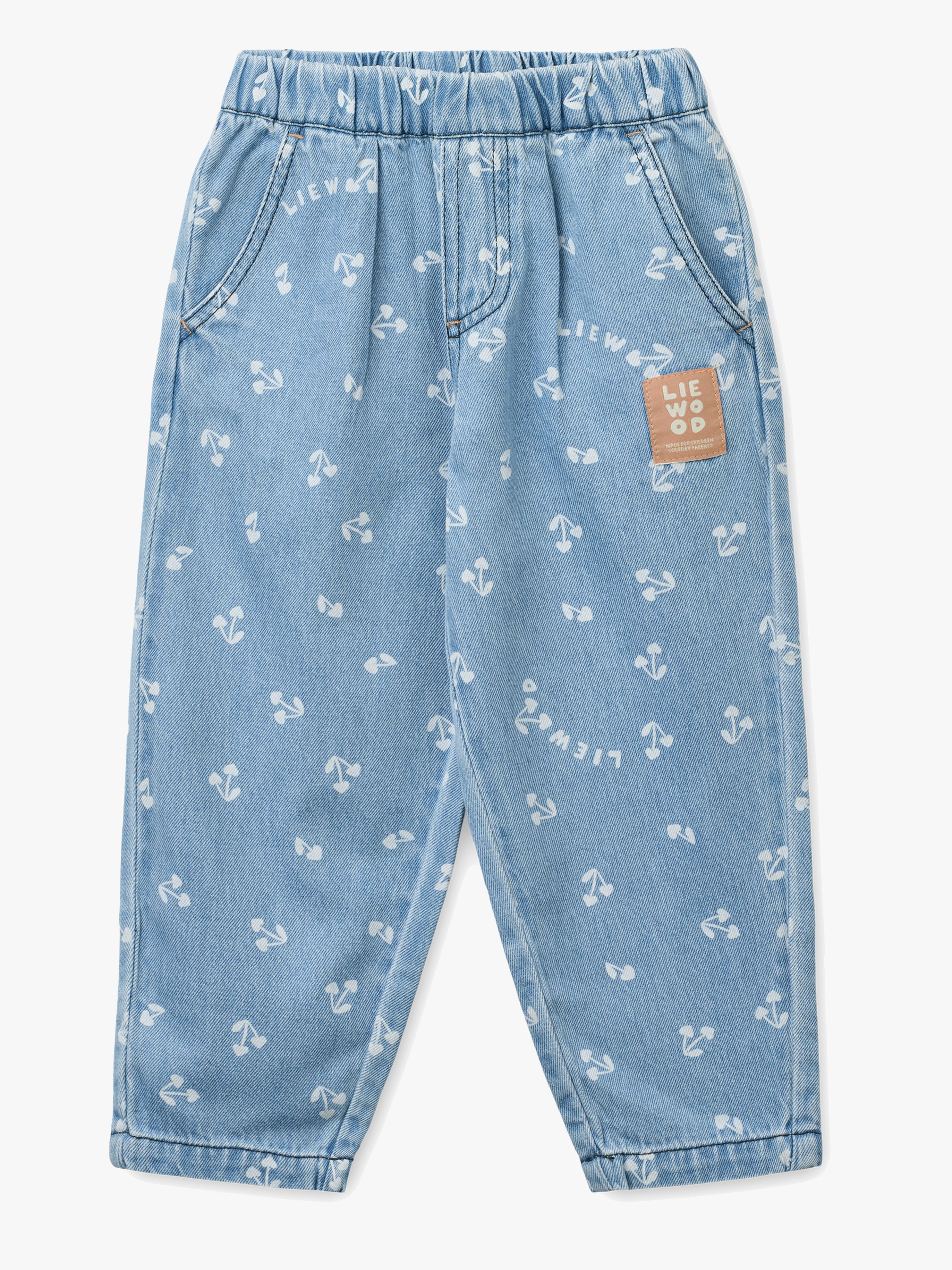 LIEWOOD Borris Light Printed Denim Byxor, Cherry Heart Sandy/Denim, 116