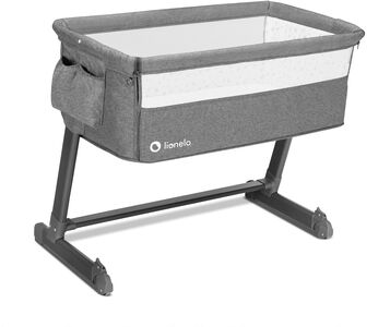 Lionelo THEO Bedside Crib, Grey Stone Natural