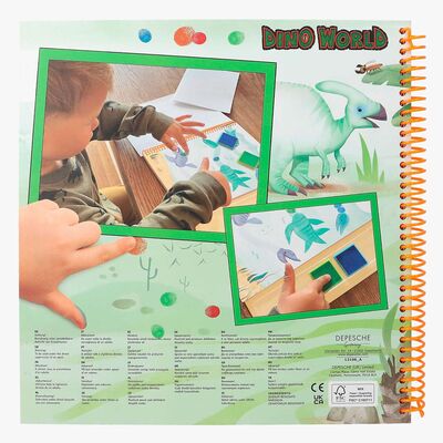 Depesche Dino World Fingerprint Fun Malbuch – Mit 4 Stempelkissen, 23 Motive, Für Kinder Ab 4 Jahren