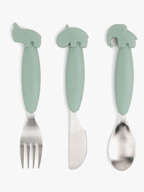 Done By Deer Easy-Grip Dear Friends Bestick, Grön