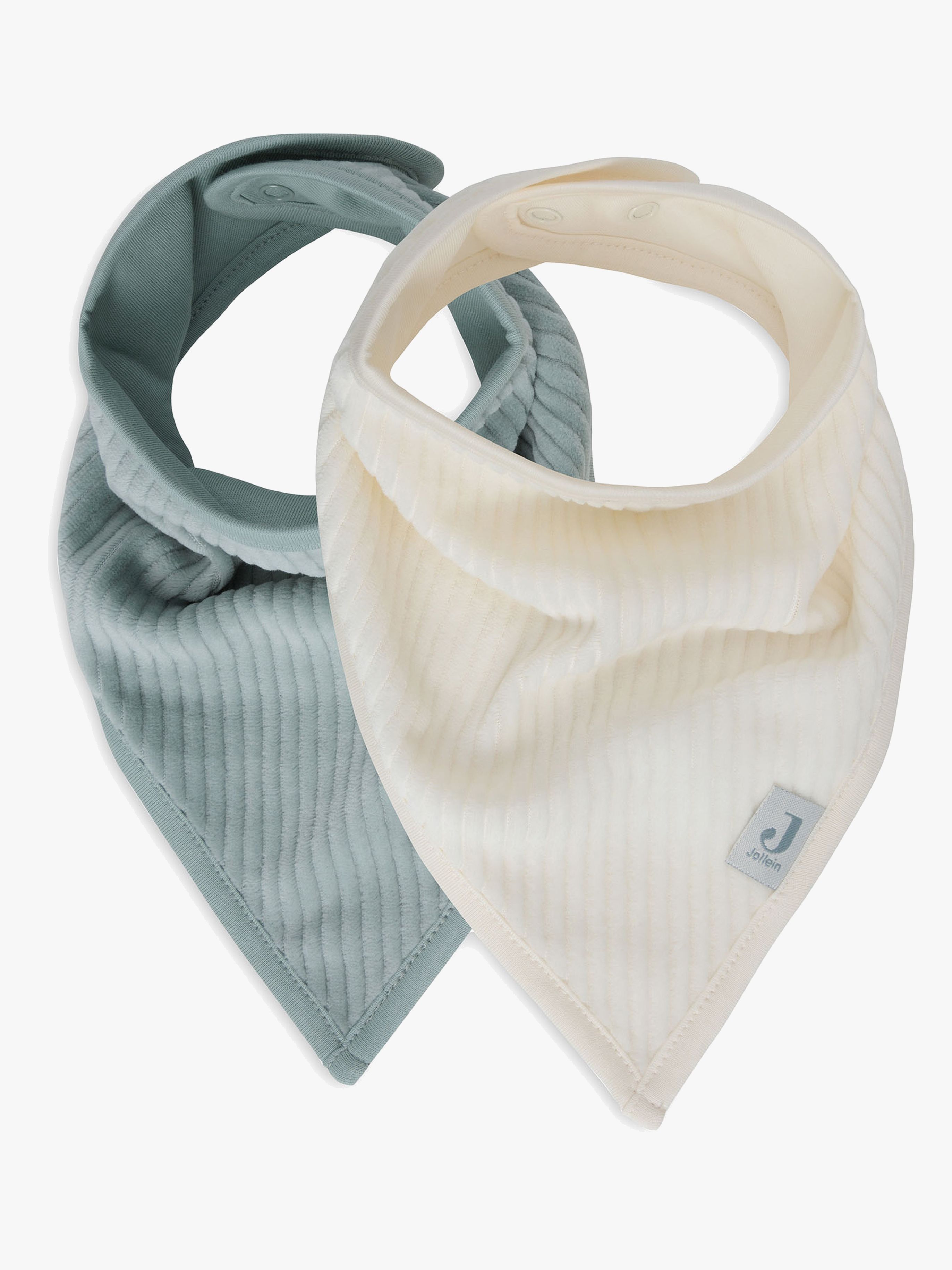Jollein Velvet Rib Bandana Dregglisar 2-Pack, Sea Green/Ivory