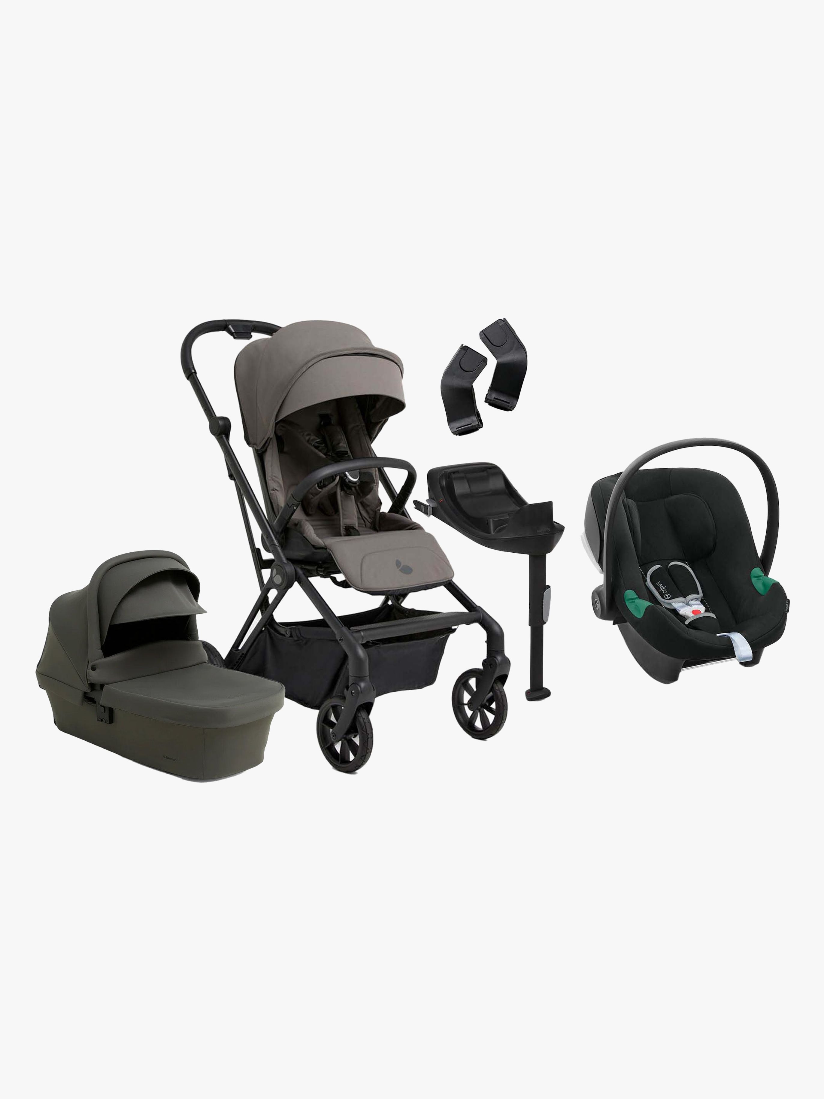 Beemoo Pro Twist Duovagn Inkl. Cybex Aton B2 Babyskydd &  Bas, Mocha Grey/Black