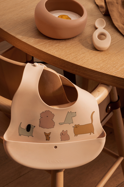 LIEWOOD Ember Mönstrad Haklapp 2-Pack, Cats & Dogs/Sandy