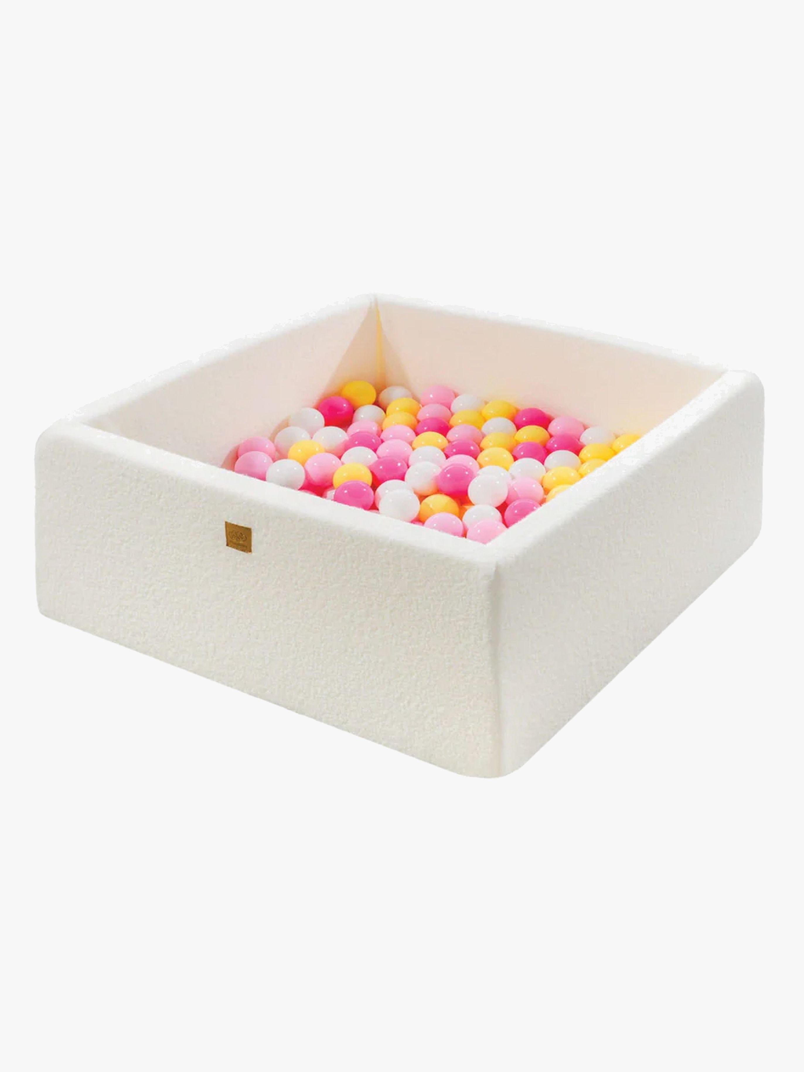 MeowBaby Boucle Square Bollhav, White/Pastel Pink/Light Pink/Pastel Yellow