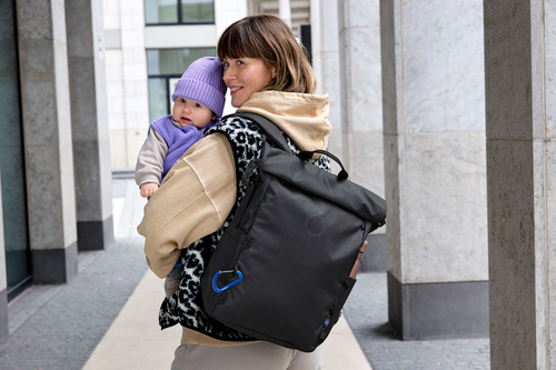 Lässig Outdoor Skötväska Ryggsäck med Rullöppning, Black