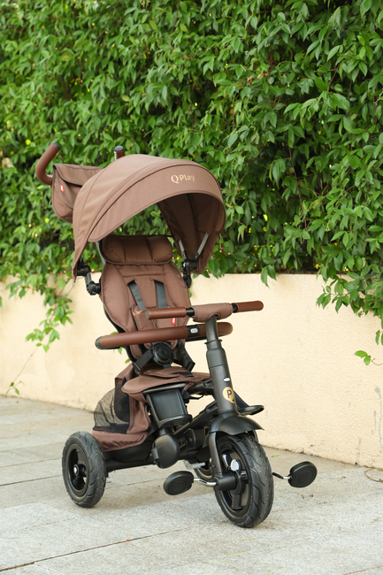 QPlay Rito Delux 6-i-1 Hopfällbar Trehjuling, Brun