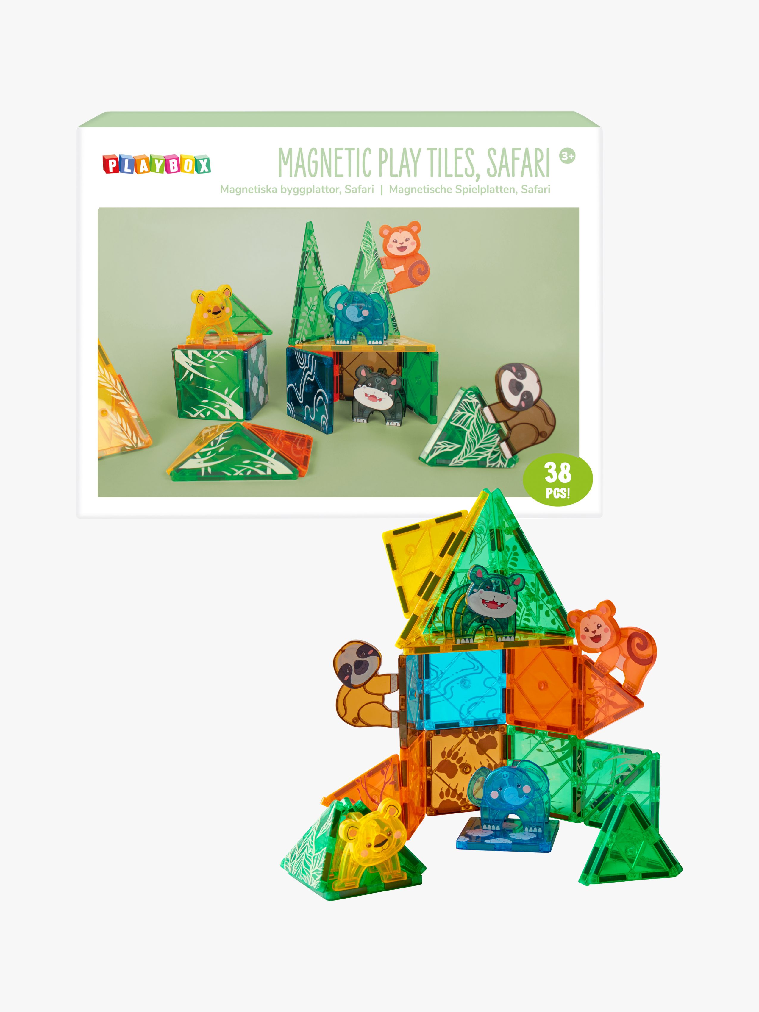 Playbox Magnetiska Brickor Safari 38 Delar