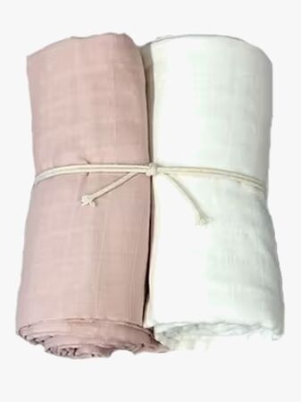 Mini Dreams Muslinfilt 2-pack, Vit/rosa