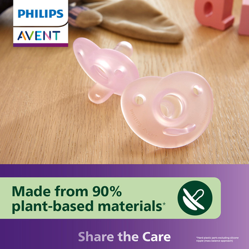 Philips Avent Soothie Napp 0–6m 2-Pack, Rosa/Ljusrosa