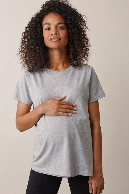 Boob Gravid/Amning T-Shirt, Grey Melange
