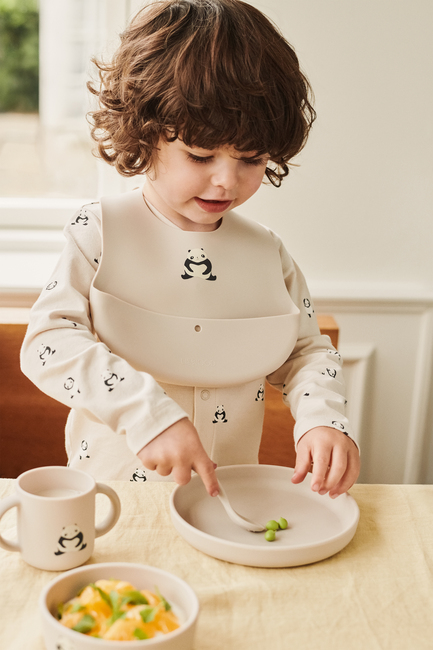 LIEWOOD Ember Mönstrad Haklapp 2-Pack, Panda/Sandy