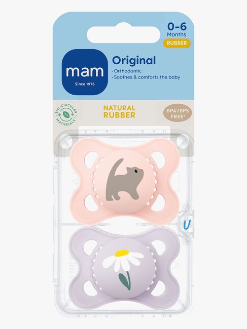 MAM Original Naturgummi Nappar 2-Pack 0-6m, Pink