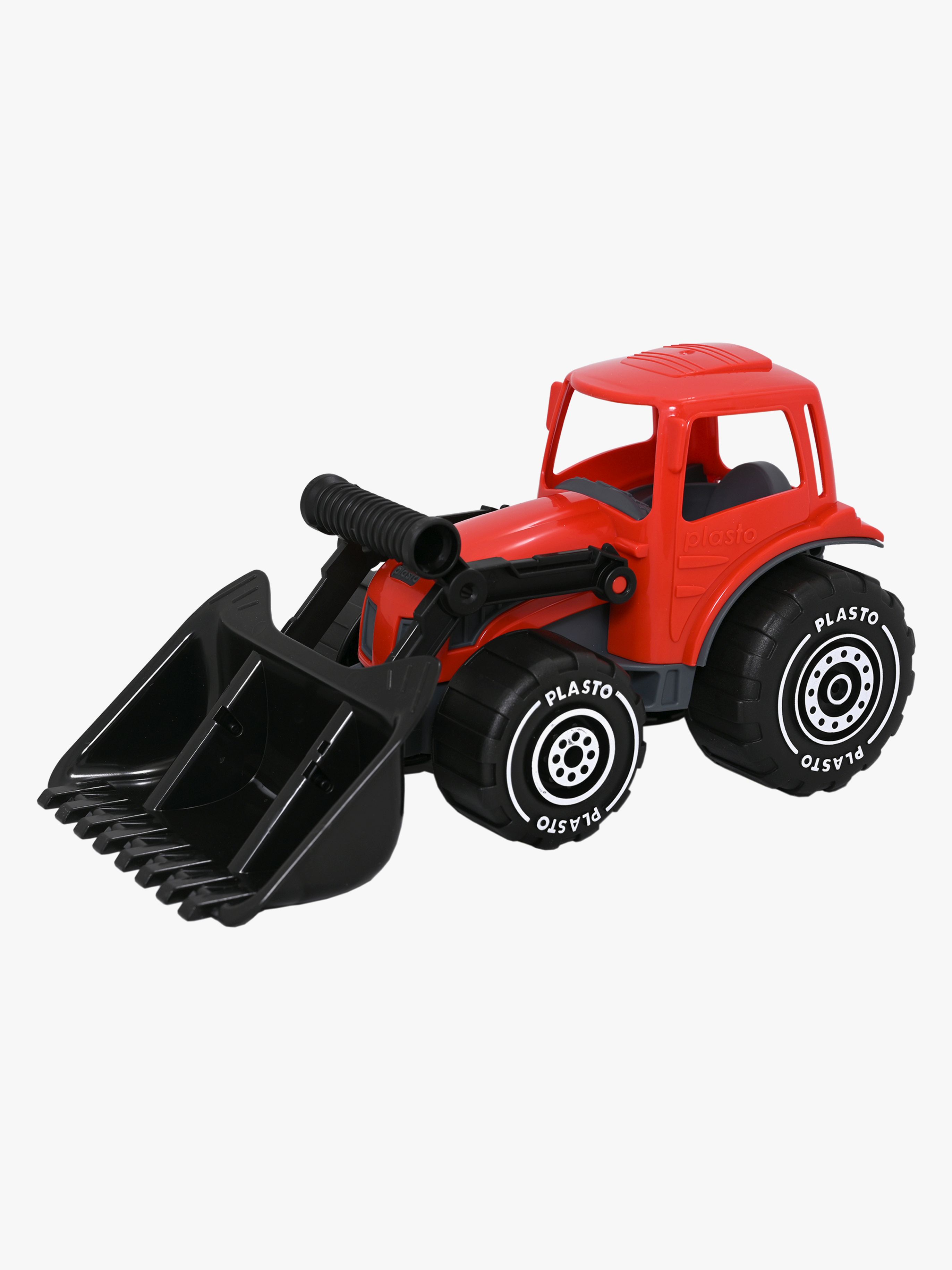 Plasto Traktor Med Frontlastare, Röd/Svart