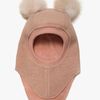 Huttelihut Balaklava Merinoull med Pompoms, Rose Melange