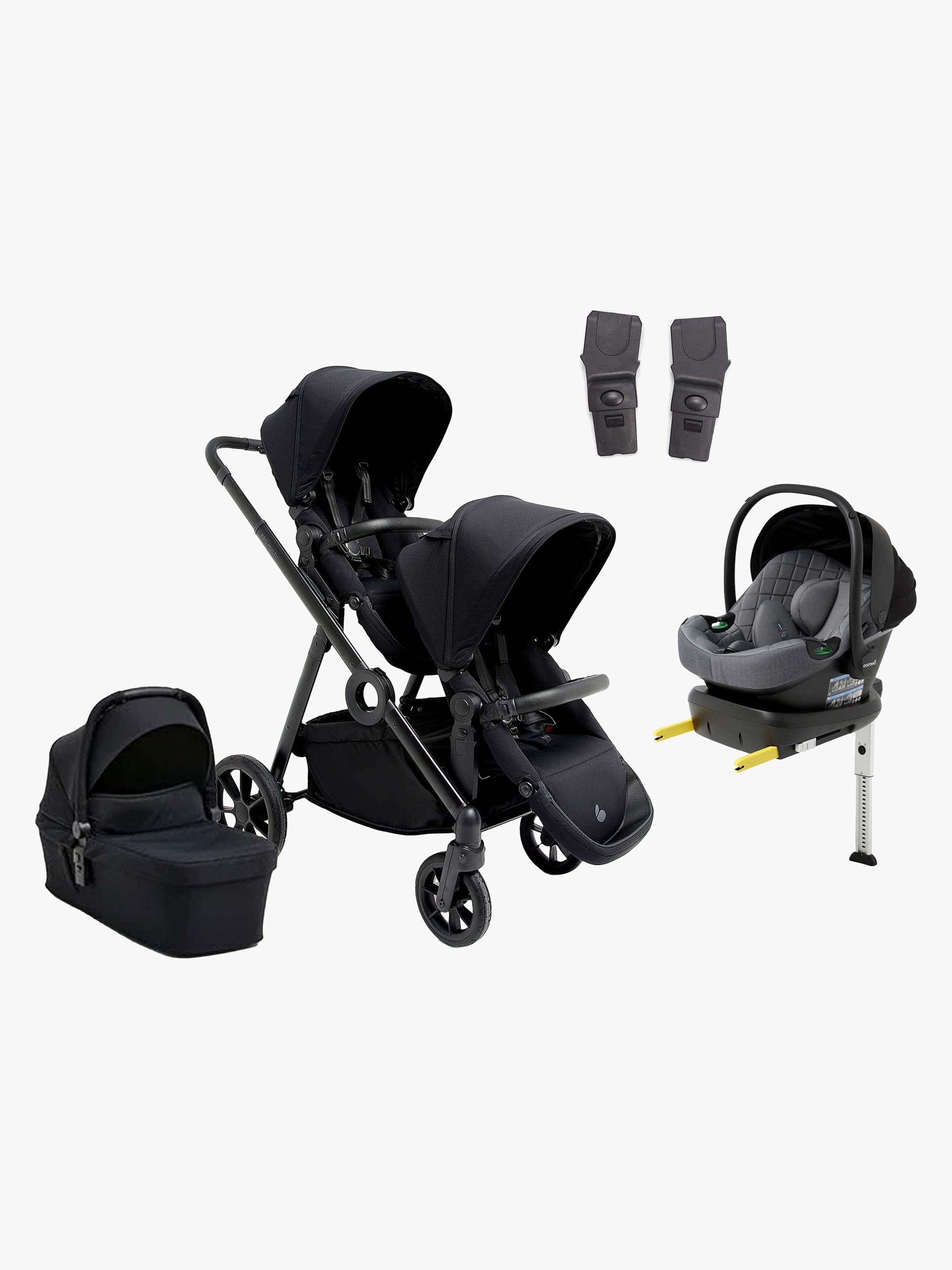 Beemoo Pro Multi 2 Syskonvagn Inkl. Route i-Size Babyskydd &  Bas, Coffee Black/Mineral Grey