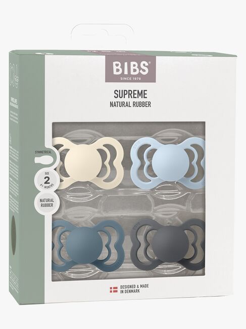 BIBS Supreme Napp 4-Pack Latex Stl 2, Ivory/Baby Blue/Petrol/Iron