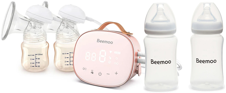 Beemoo CARE Duo Elektrisk Dubbelbröstpump inkl. Bröstmjölksflaska 240 ml 2-pack