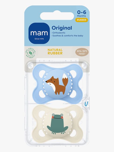 MAM Original Naturgummi Nappar 2-Pack 0-6m, Blå