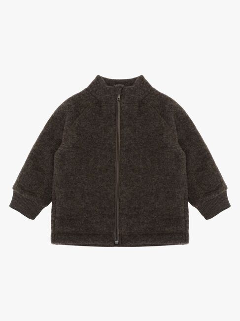 Mikk-Line Ullfleecejacka Barn, Dark Brown Melange