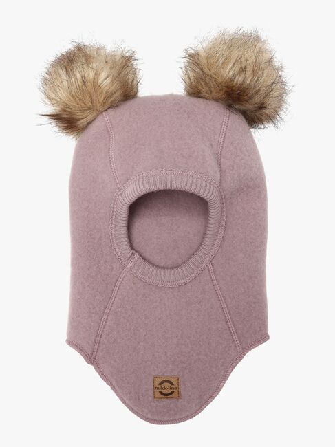 Mikk-Line Balaklava Merinoull med Pompoms, Twilight Mauve