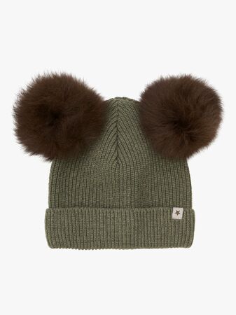 Huttelihut Mössa Merinoull med Pompoms Alpacka, Beetle