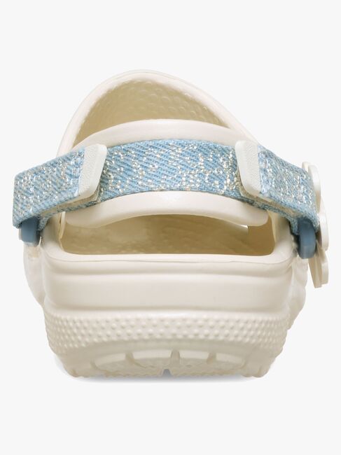 Crocs Classic Denim Flower Kids Tofflor, Summit White