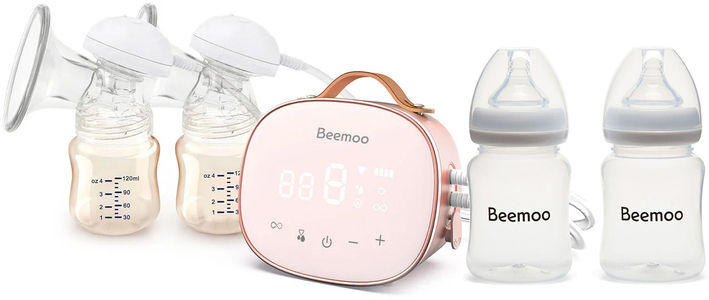 Beemoo CARE Duo Elektrisk Dubbelbröstpump inkl. Bröstmjölksflaska 180 ml 2-pack