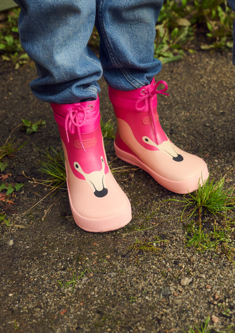 Viking Alv Paw Print Barefoot Gummistövlar, Light Pink/Magenta