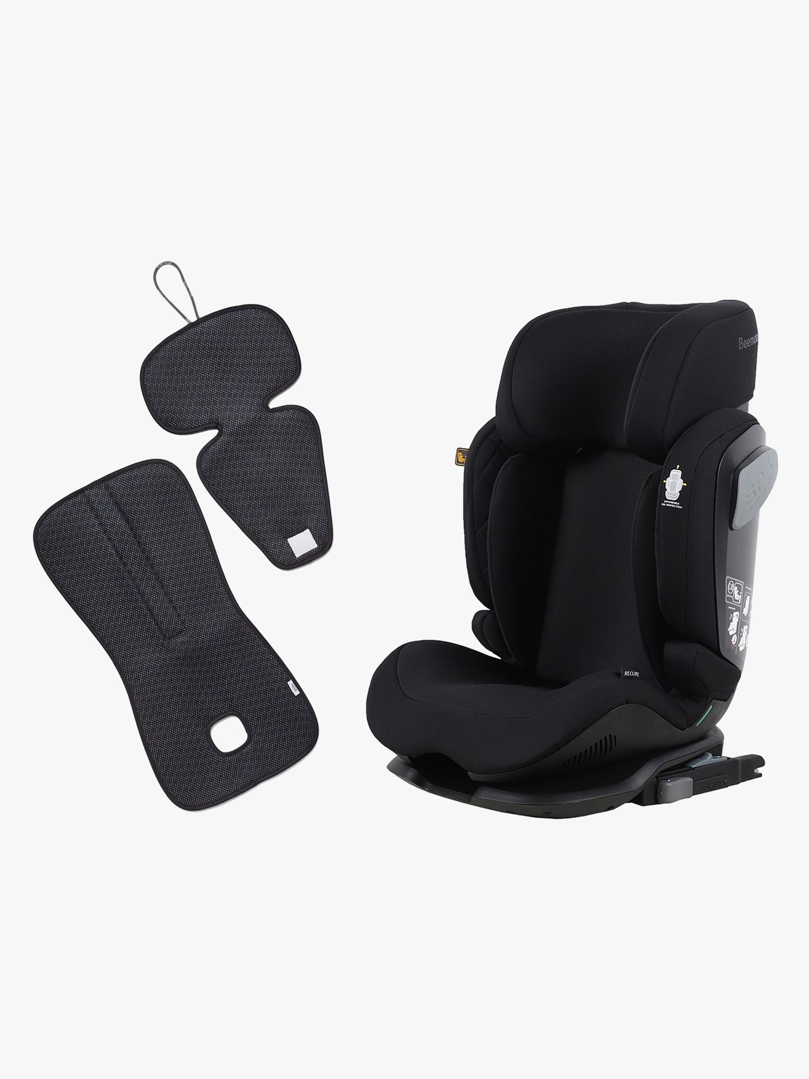 Beemoo Recline i-Size Bältesstol inkl. Ventilerande Dyna, Black Stone/Antracit