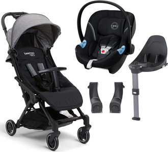 Beemoo Easy Fly Lux 3 Sulky inkl. Cybex Aton M Babyskydd + Bas, Grey Mélange