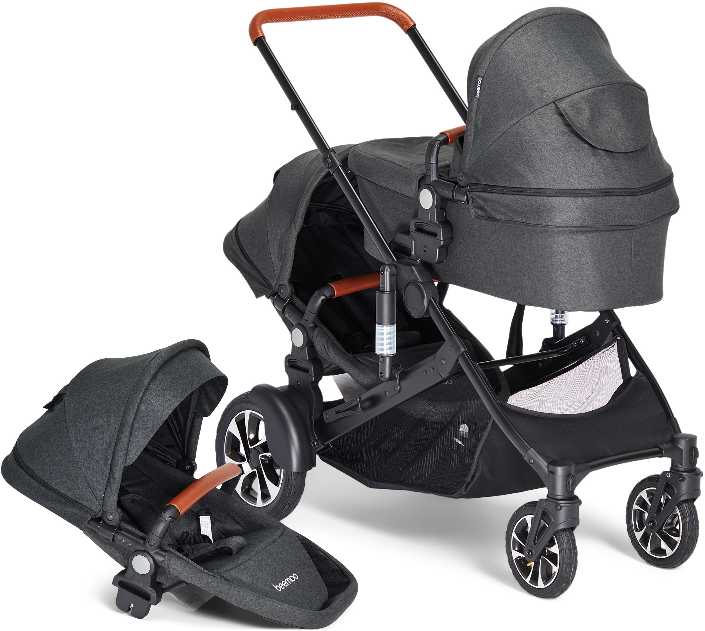 Beemoo Maxi 4 Twin Syskonvagn inkl. Syskonsits Black/Black