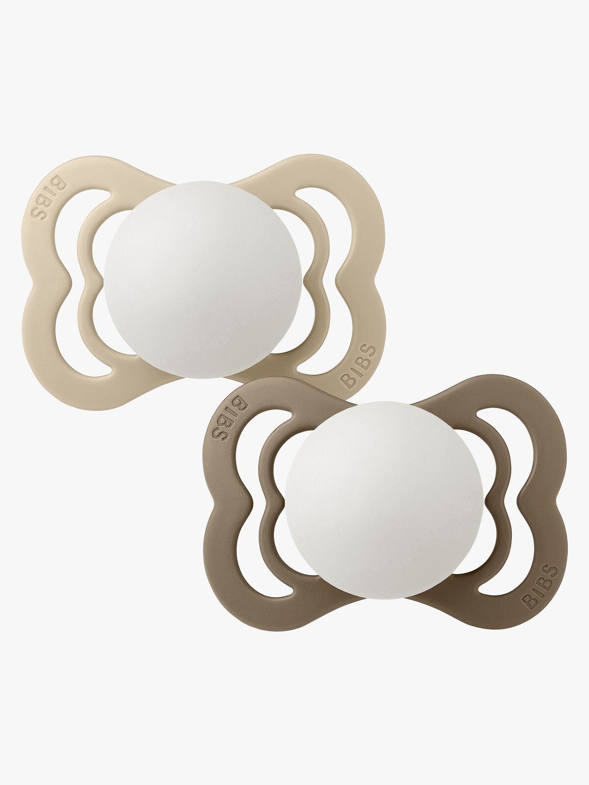 BIBS Supreme Napp 2-Pack Silikon Stl 1 Symmetrisk, Vanilla Glow/Dark Oak Glow