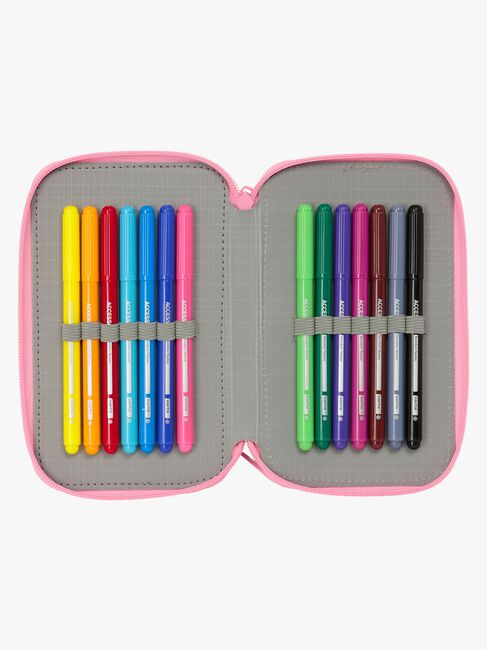 Hello Kitty  Fyllt Trippelpennfodral 37 Delar, Rosa