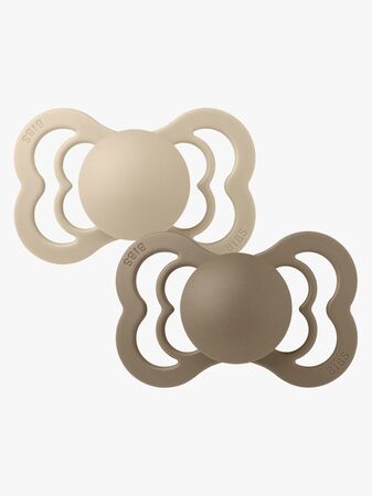 BIBS Supreme Napp 2-pack Latex Stl 1 Symmetrisk, Vanilla/Dark Oak