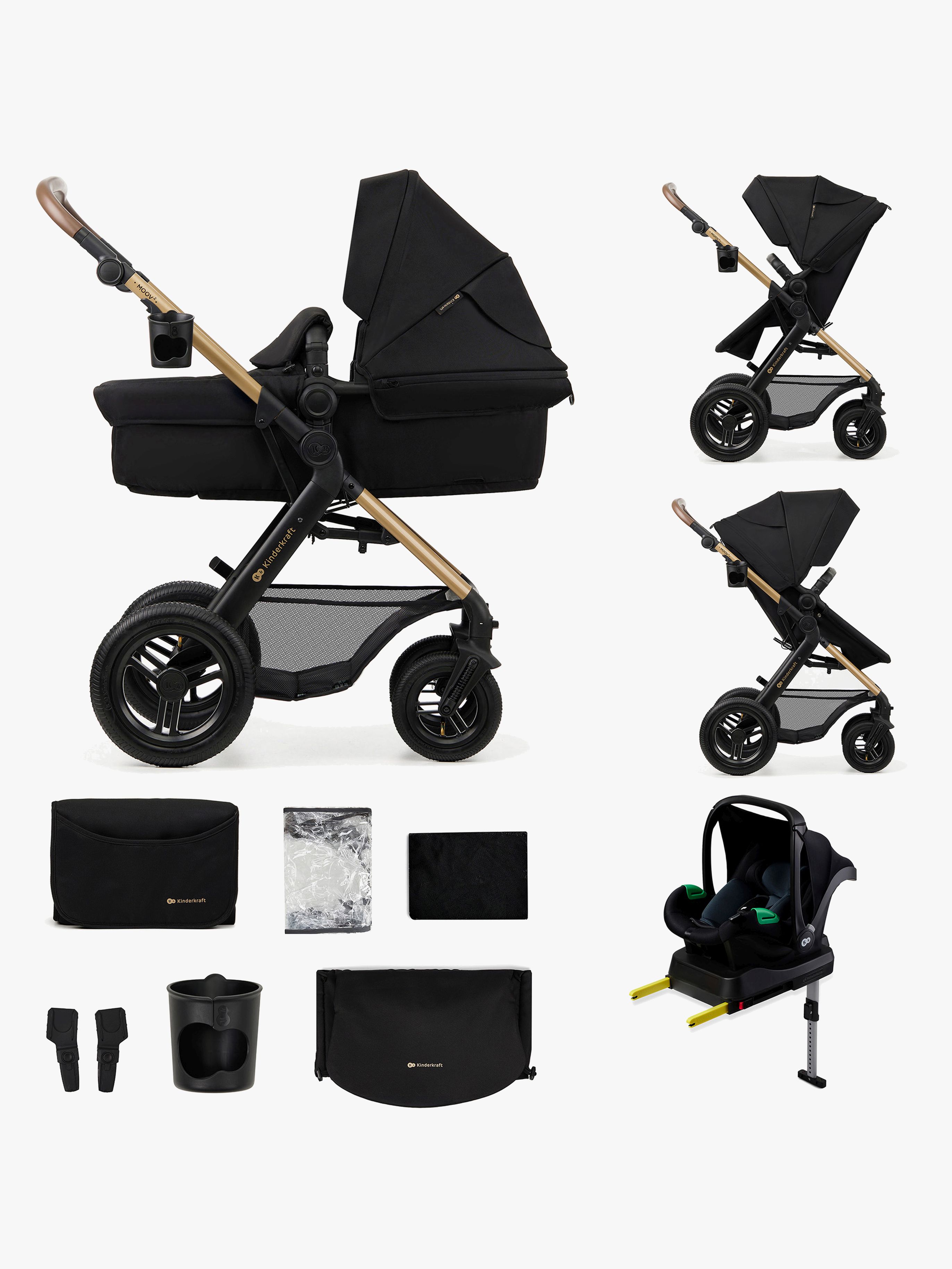 Kinderkraft MOOV 2 4-in-1 Air Duovagn, Pure Black
